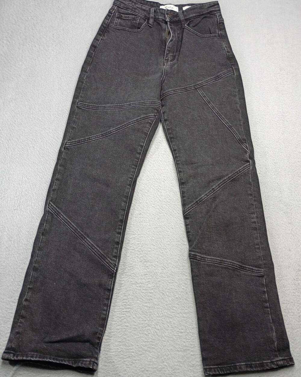 KanCan Signature 90s Straight Jeans Womens 24x28 Black Gray Patchwork Y2K Denim